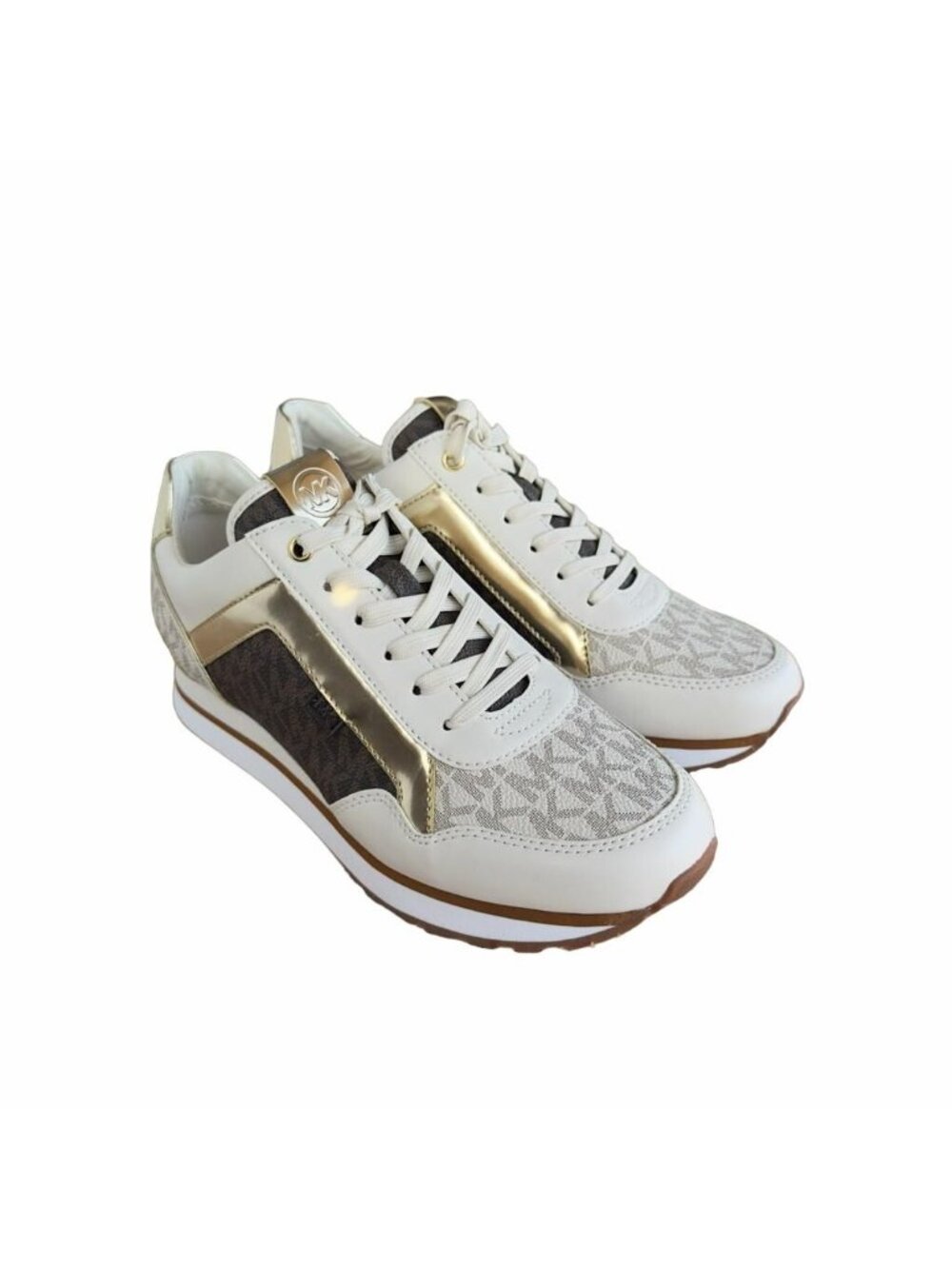 ✨Michael Kors Maddy Trainer Sneaker Vanilla Brown Gold Sz 7 Women's Shoes Casual - Picture 3 of 10